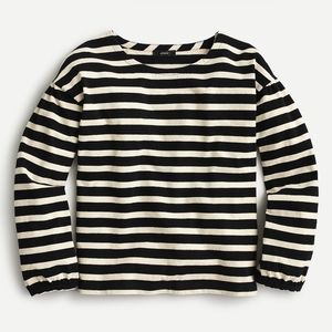 New! J Crew Mariner Cloth puff-sleeve Black stripe NWT